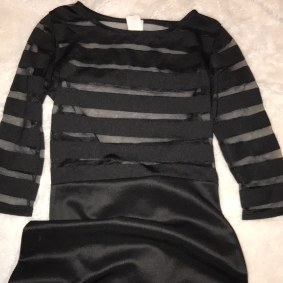 Black See-Through Mesh Striped Dress NWOT - Picture 3 of 3